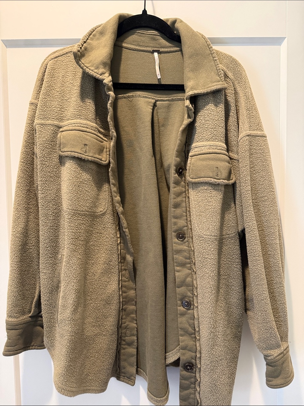 Free People Taupe Teddy Fleece Shacket